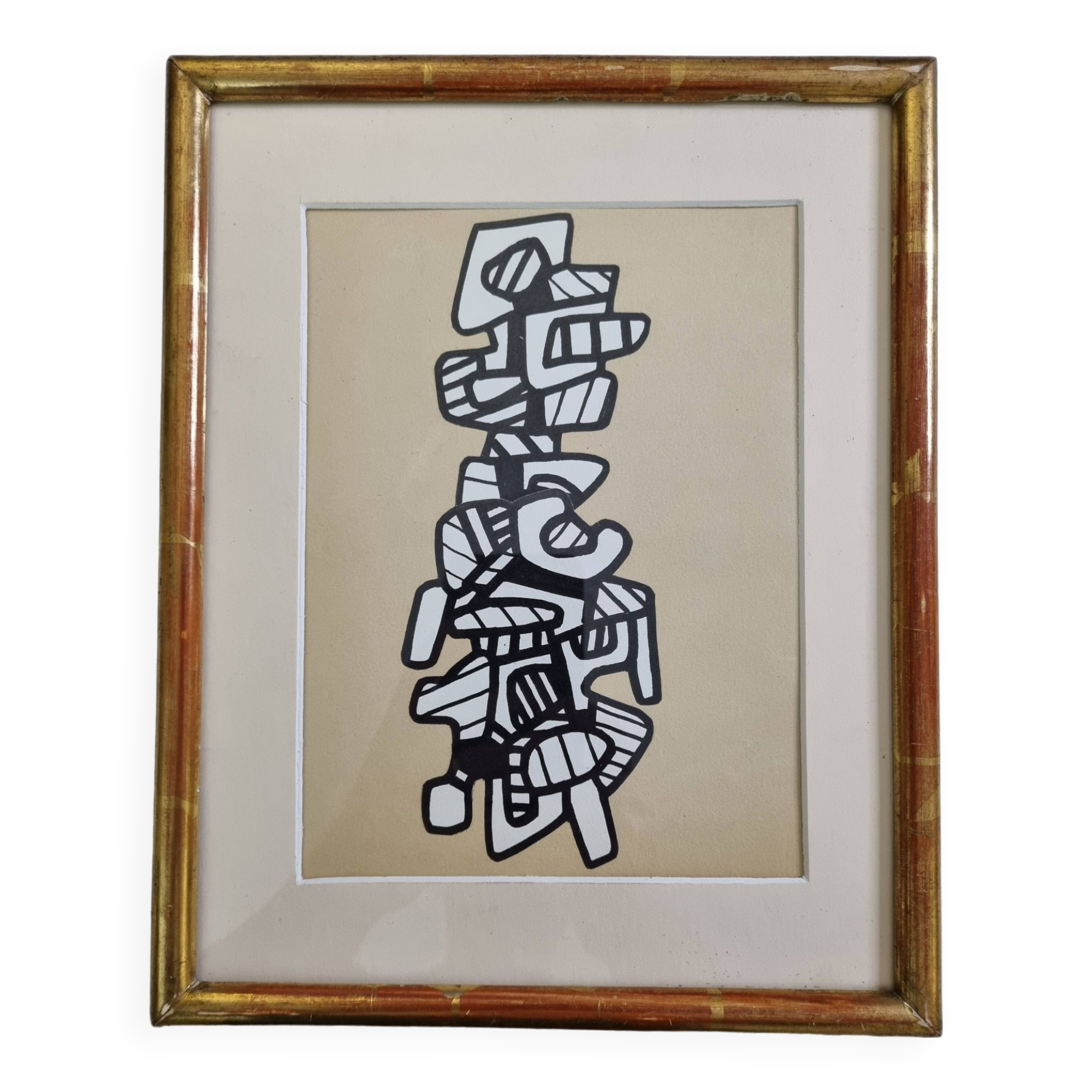 Screenprint after Jean Dubuffet framed under glass 26 cm by 33 cm