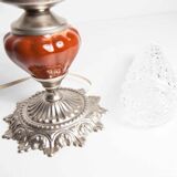 Table or bedside lamp of 1960 ceramic silvered metal glass