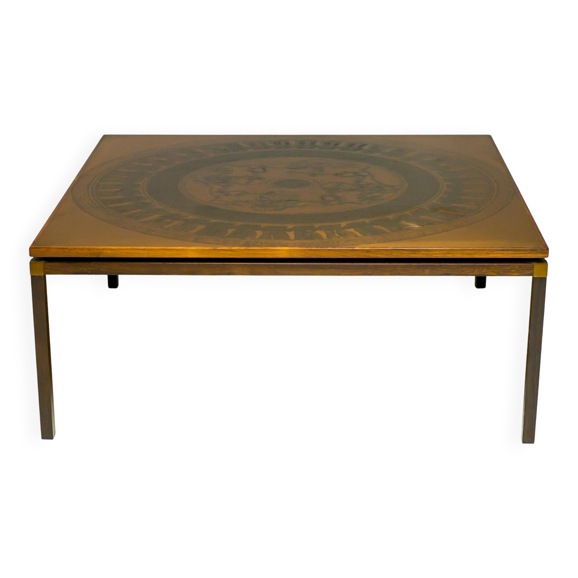 Table basse en cuivre néo-égyptien par VAD Trevarefabrikk, Norvège, 1970