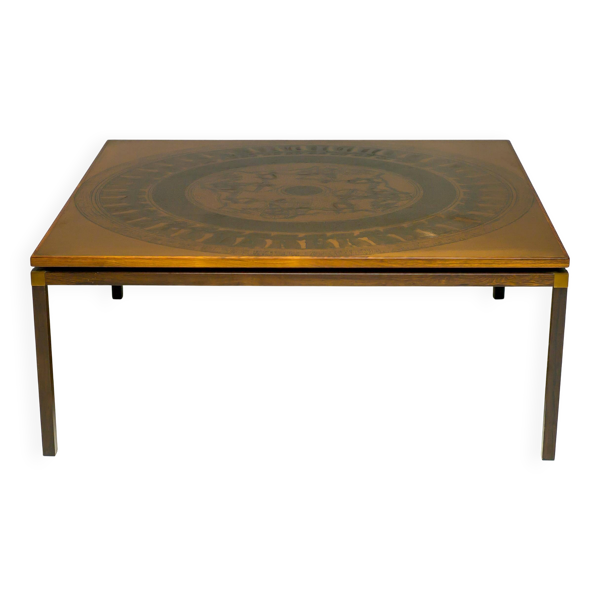 Table basse en cuivre néo-égyptien par VAD Trevarefabrikk, Norvège, 1970