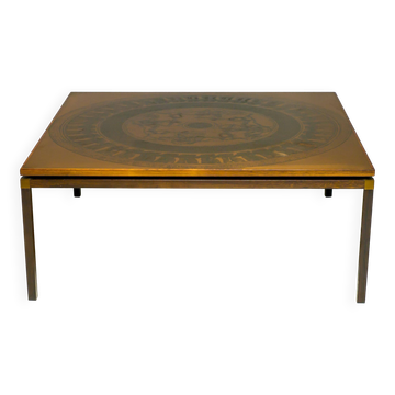 Table basse en cuivre néo-égyptien par VAD Trevarefabrikk, Norvège, 1970