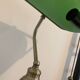 Old bronze notary banker desk lamp art deco green opaline vintage