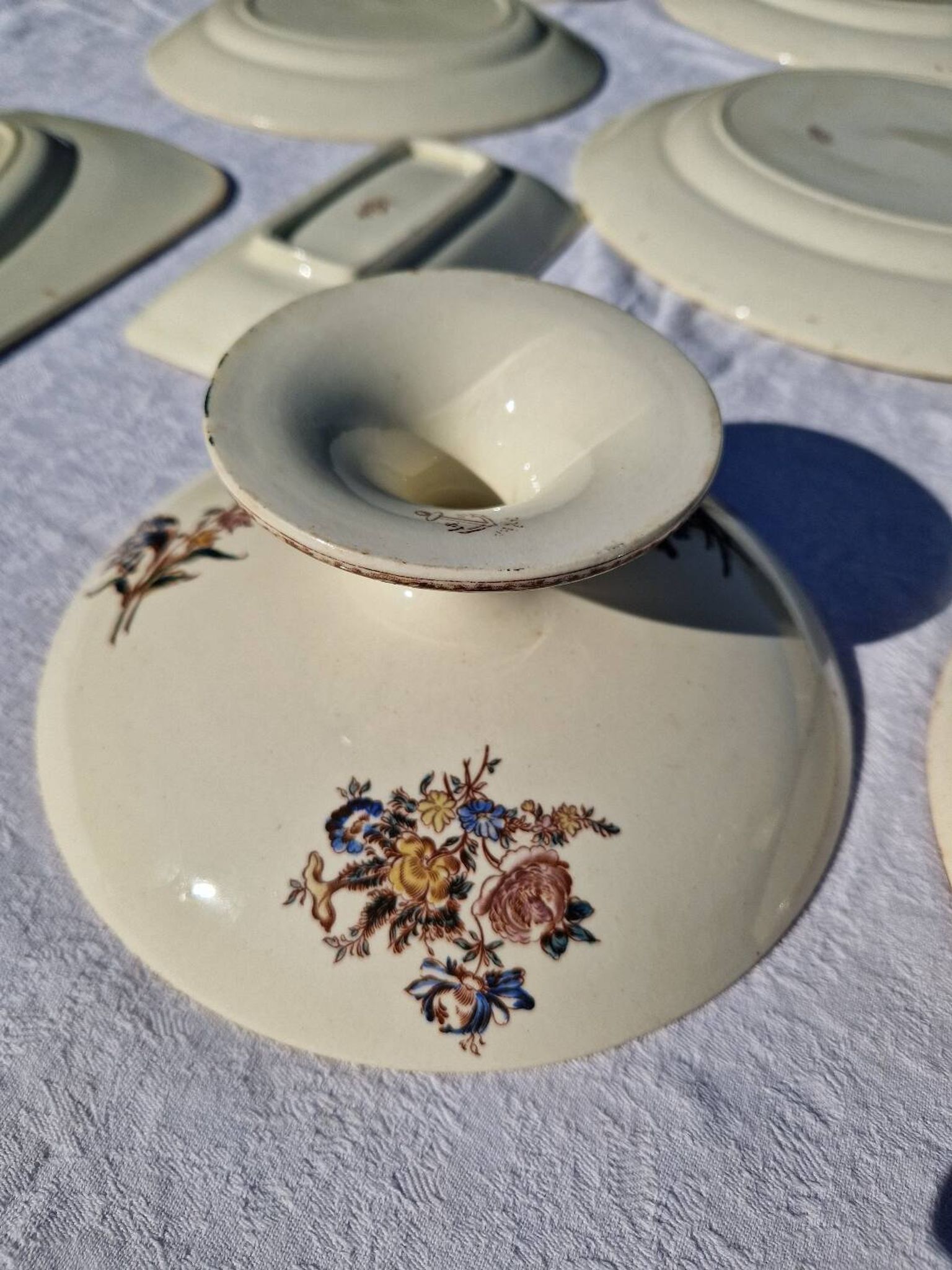 Clairefontaine earthenware plate and fruit bowl set, Saxe model