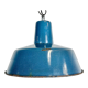 Suspension industrielle en émail bleu d’usine années 1960