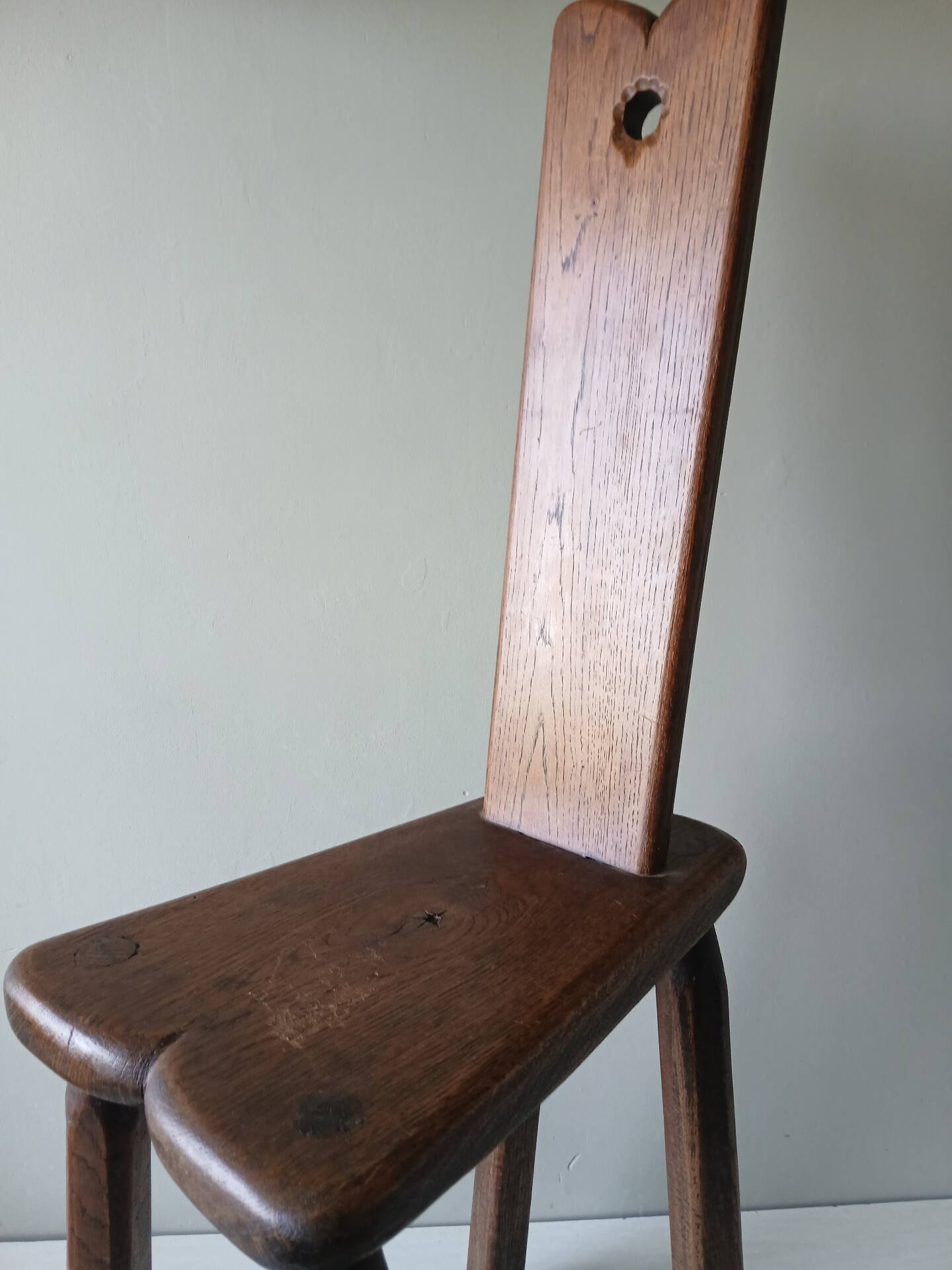 Antique Alpine peasant chair, Stabelle type, made of solid wood – 19th century.