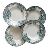 4 deep ironstone plates "Narcisse" Saint Amand A. Lebacqz & M. Bouchart
