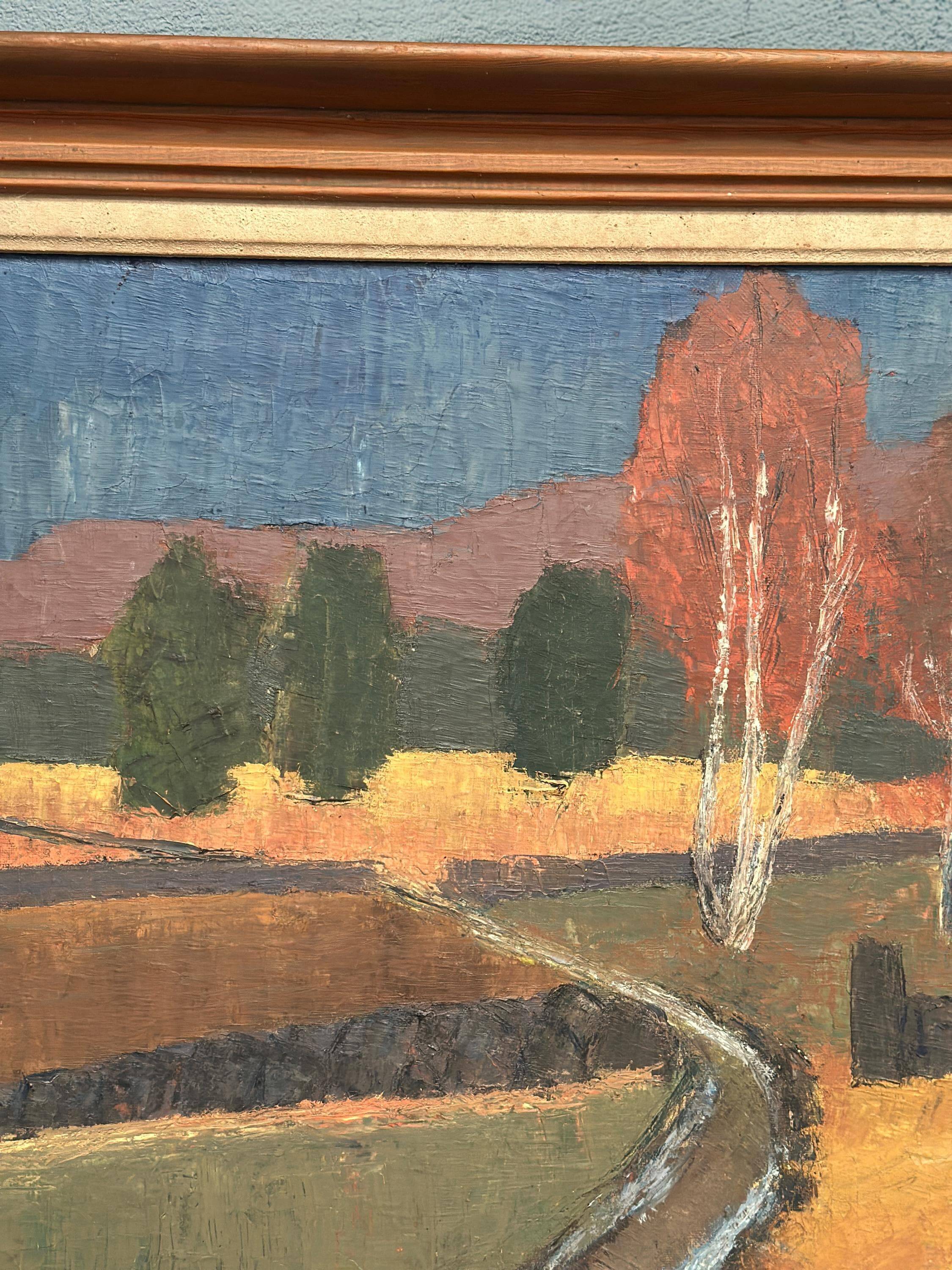 Original Mid Century Swedish Oil On Canvas – “Landscape” By Thure Wahlström – Vintage & Framed