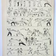 Gravure • Escrime, combat, sport, épée • Affiche originale et vintage de 1898