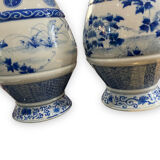 Pair of Asian vases in white and blue porcelain