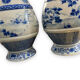 Pair of Asian vases in white and blue porcelain