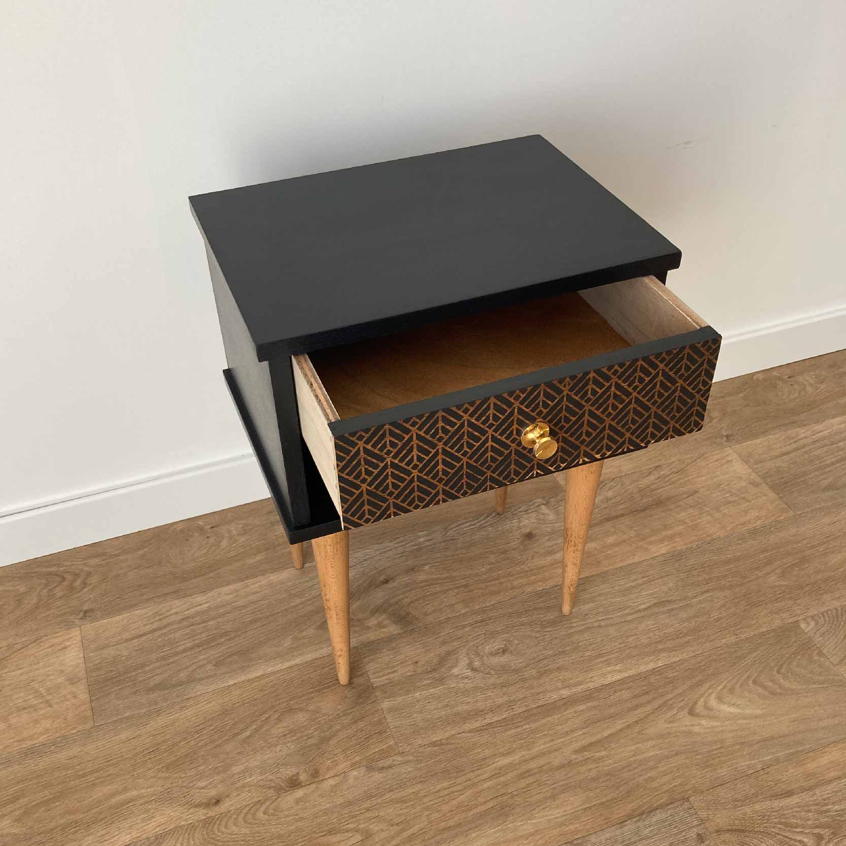 Black bedside, a drawer