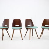 1960s set of four frantisek jirak dining chairs, czechoslovakia