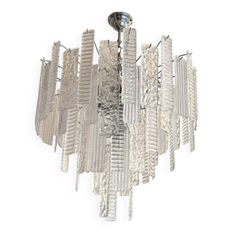 Contemporary Strips “Listelli” Murano Glass Chandelier by Simoeng