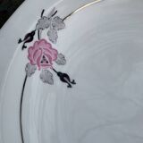Set of two art deco porcelain dishes, limoges france, BRB, pink flowers