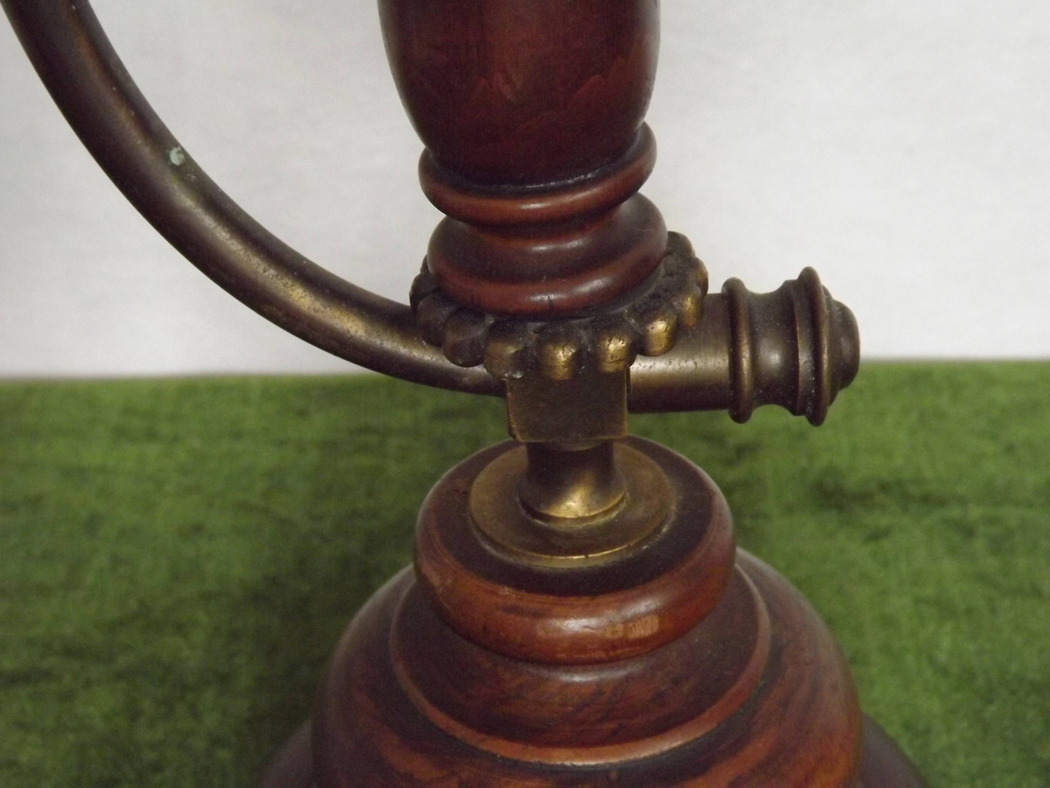 Wood and opaline glass lamp