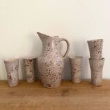 Service à orangeade en grès moucheté signé Farah, Vallauris années 1960-70