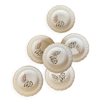 Set of 6 vintage Salins soup plates