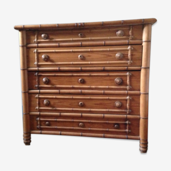 Bamboo-style wooden drawer chest of drawers