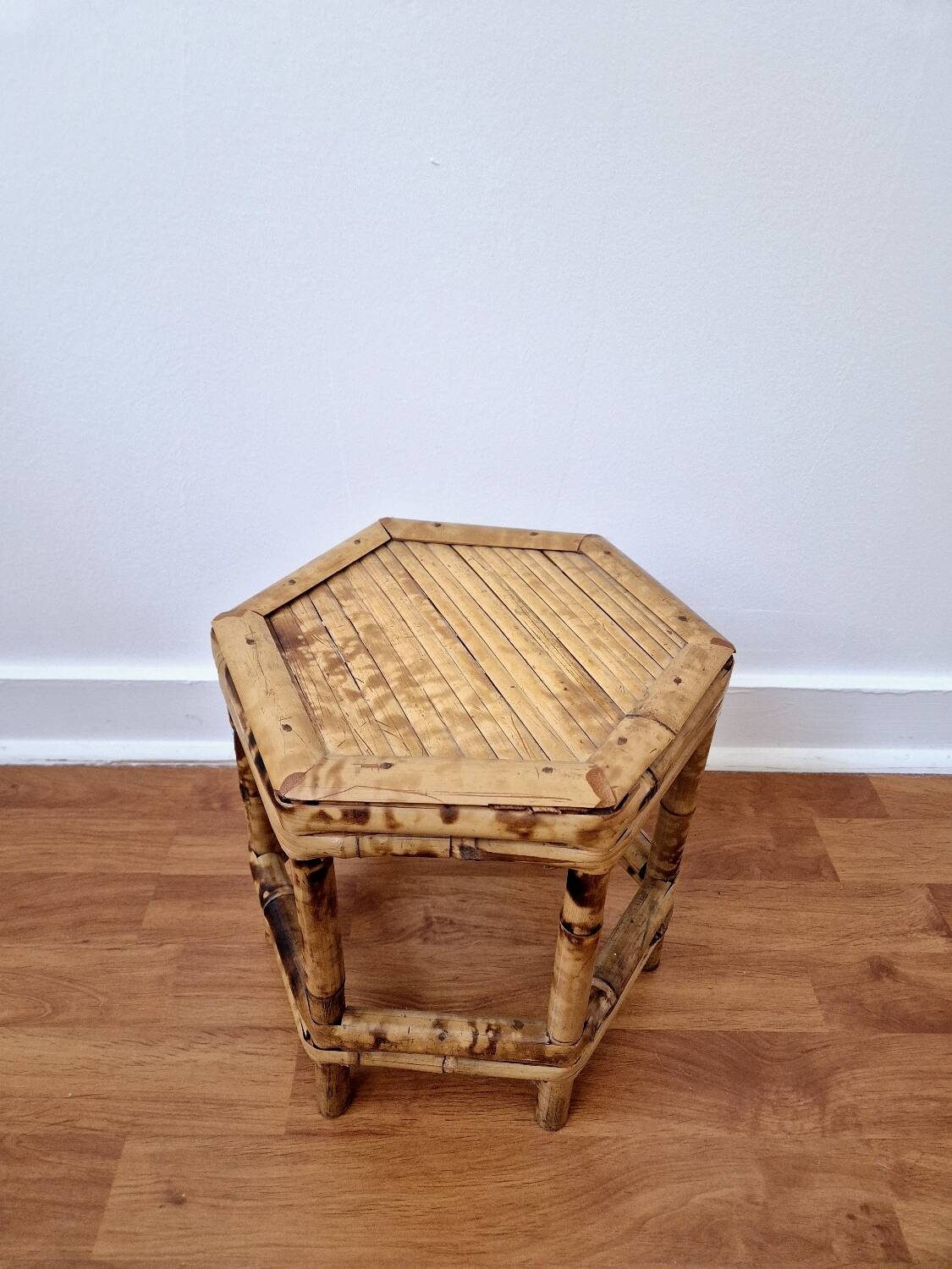 Vintage bamboo stool, plant stand