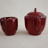 Iron clay sugar bowl and milk jug Lunéville