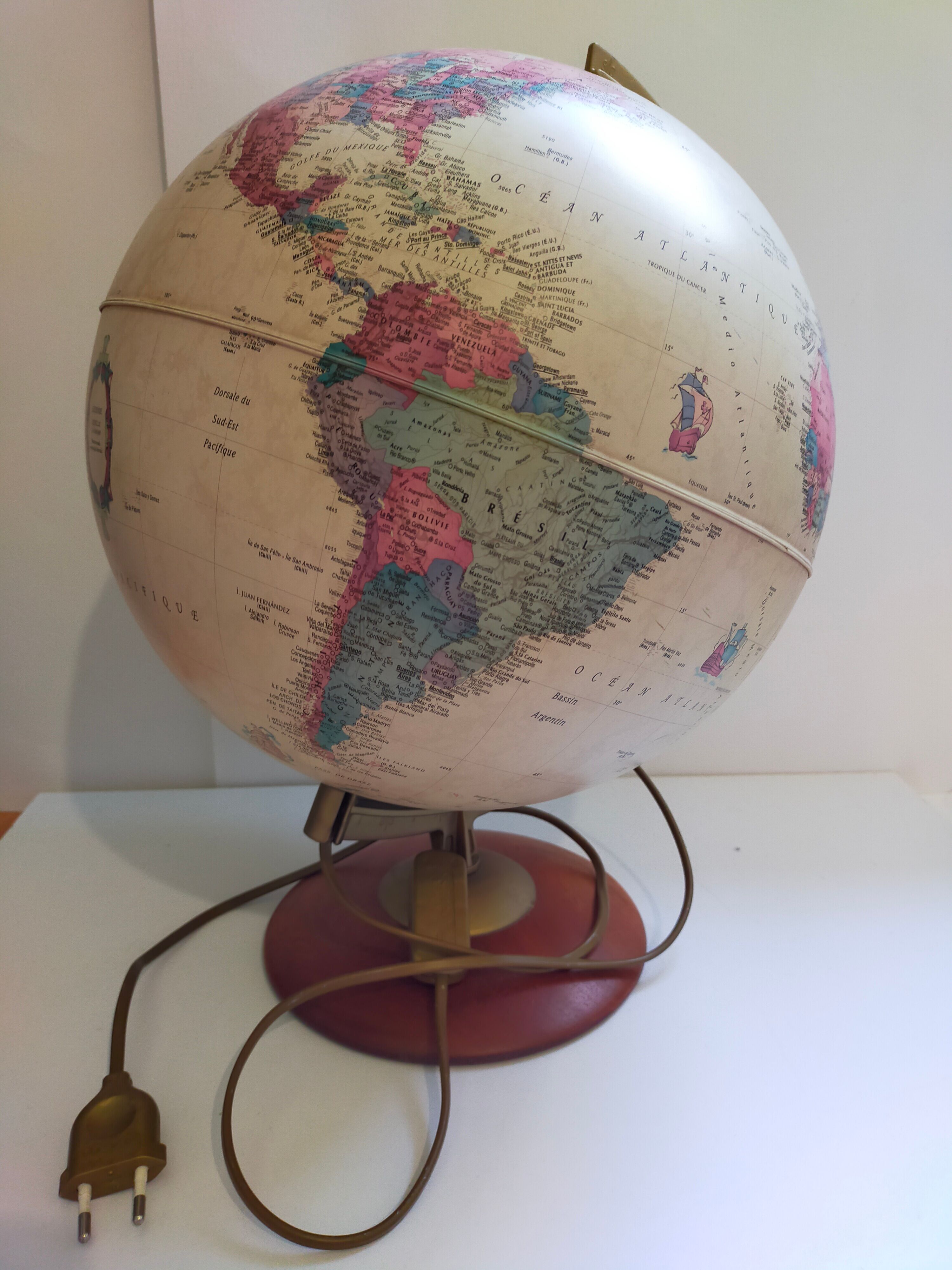 Vintage globe with ancient cartography