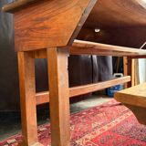 Wooden school desk with integrated bench, France, 1950s