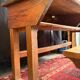 Wooden school desk with integrated bench, France, 1950s
