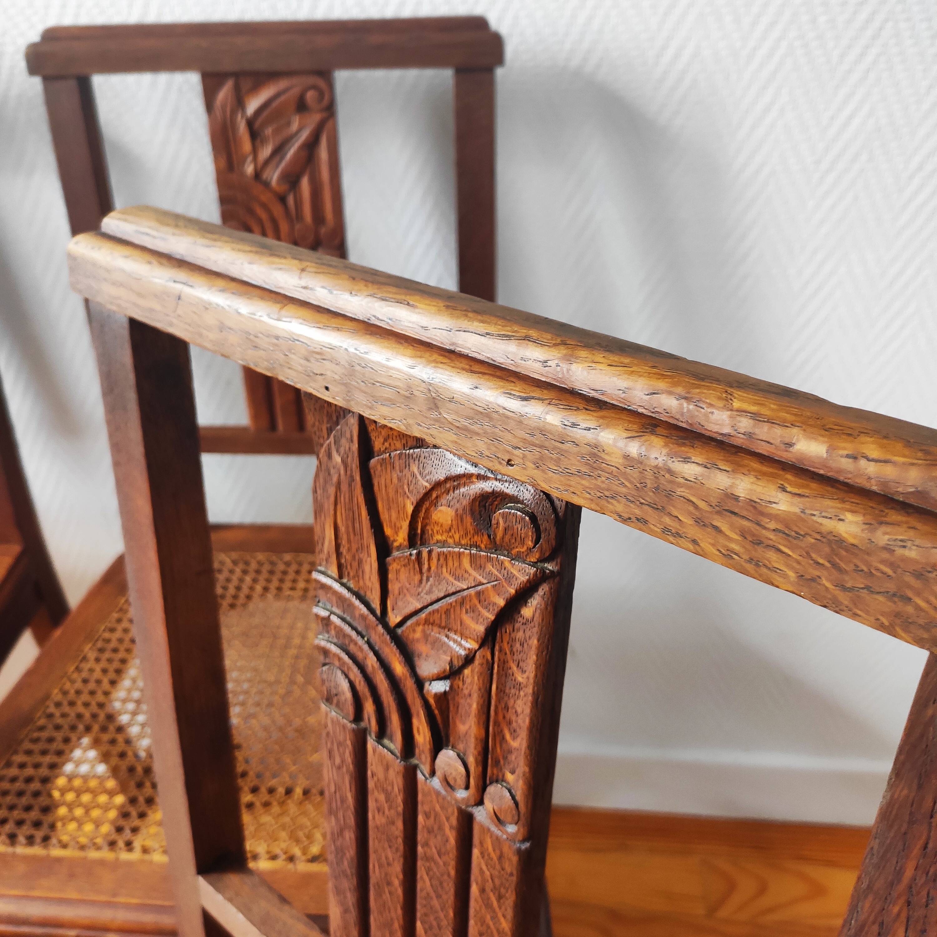 Art Deco chairs in new caned oak