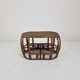 Italian Wicker and Rattan Coffee Table, 1970s