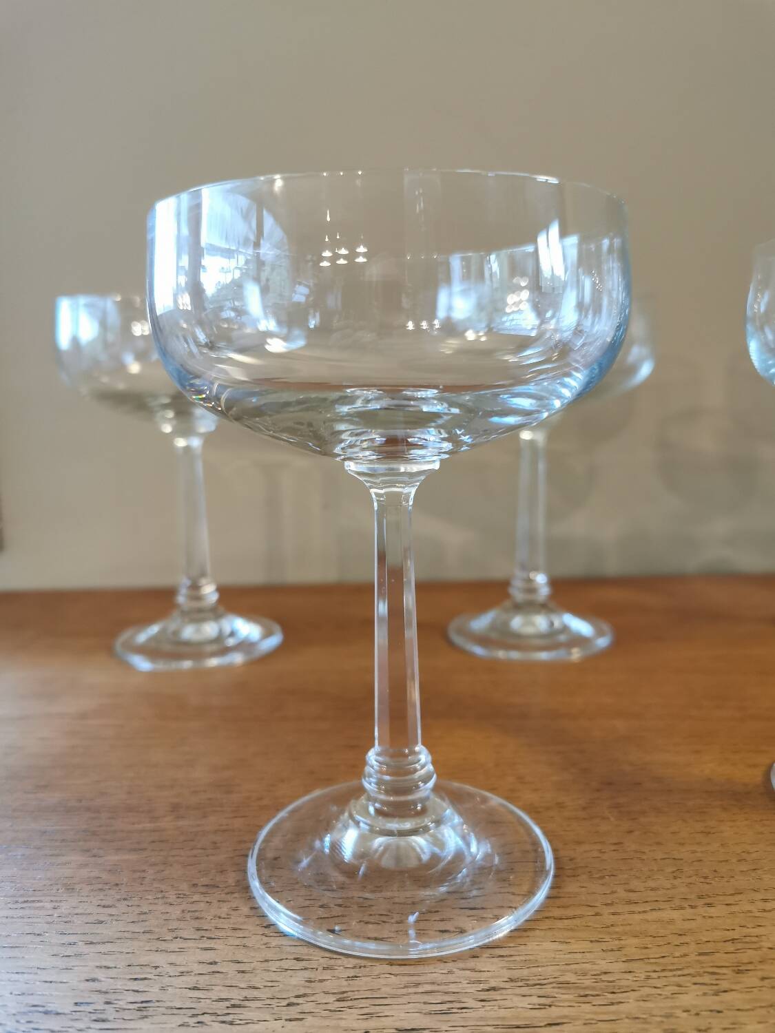 Set of 5 vintage crystal champagne glasses