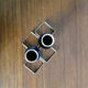 Pair of vintage candle holders in black metal and brass Sweden 1960