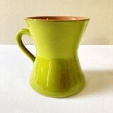 3 tasses en céramique émaillée verte et jaune, signées