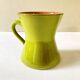 3 large green and yellow enameled ceramic cups, signed