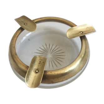 Ashtray glass and gilded brass