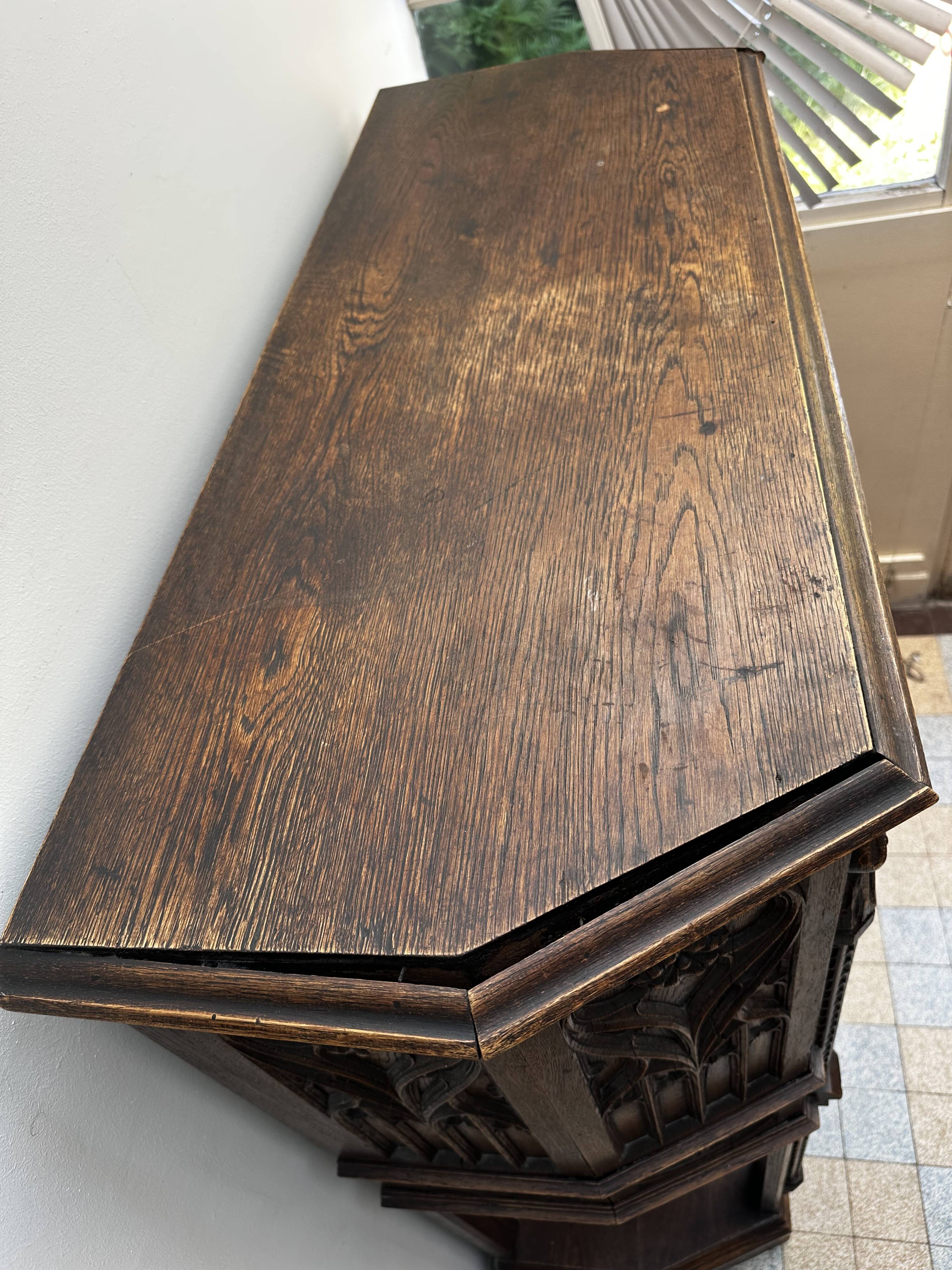 Pair of Gothic style cabinets in dark oak from the 19th century.
