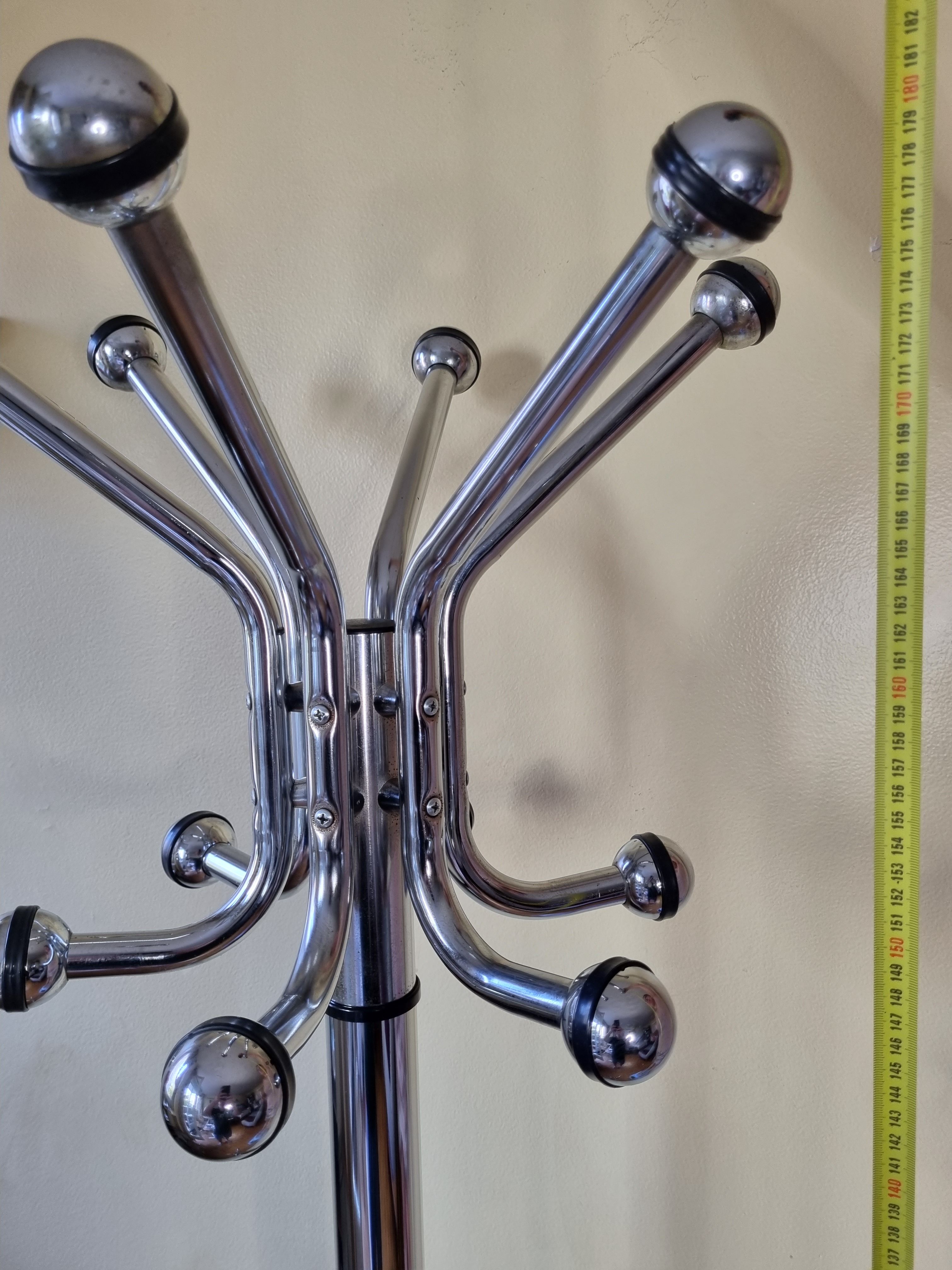 Vintage chrome metal coat rack, 70s-80s