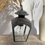 Antique lantern suspension in brass and glass