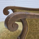 1960s, Danish armchair, furniture cotton/wool fabric, solid oak wood.