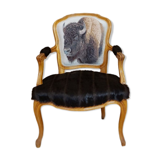 Fauteuil Louis XV bison