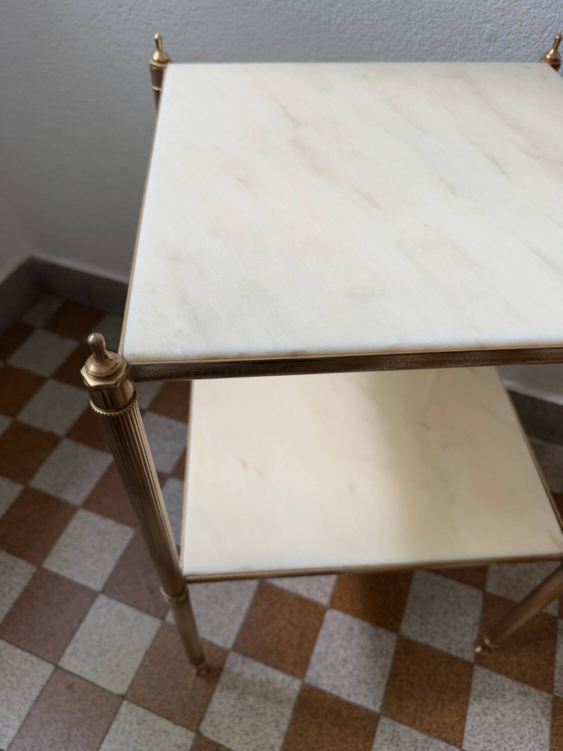 60s brass marble side table