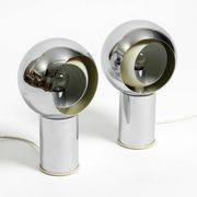 Pair of large Mid Century Space Age chrome table lamps - Made in Italy