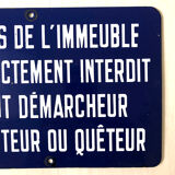 Vintage building entry enamelled plate