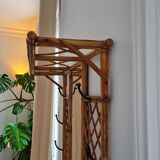 Rattan wall coat rack year 50s