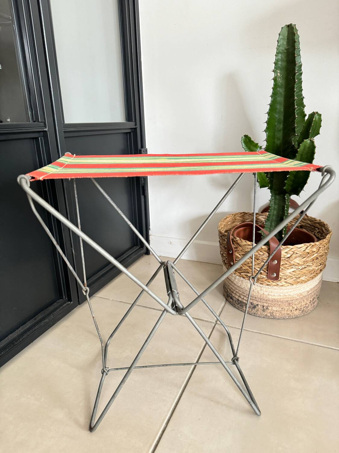 Vintage canvas folding stool