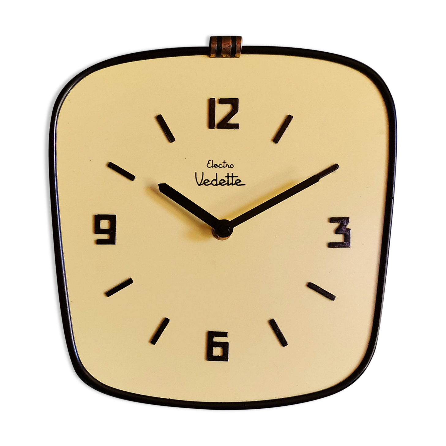 Formica vintage clock silent wall clock "Yellow electro star"