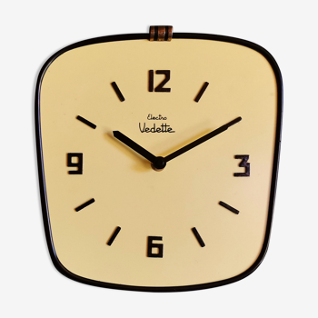 Horloge formica vintage pendule murale silencieuse "Vedette electro jaune"