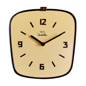 Formica vintage clock silent wall clock "Yellow electro star"