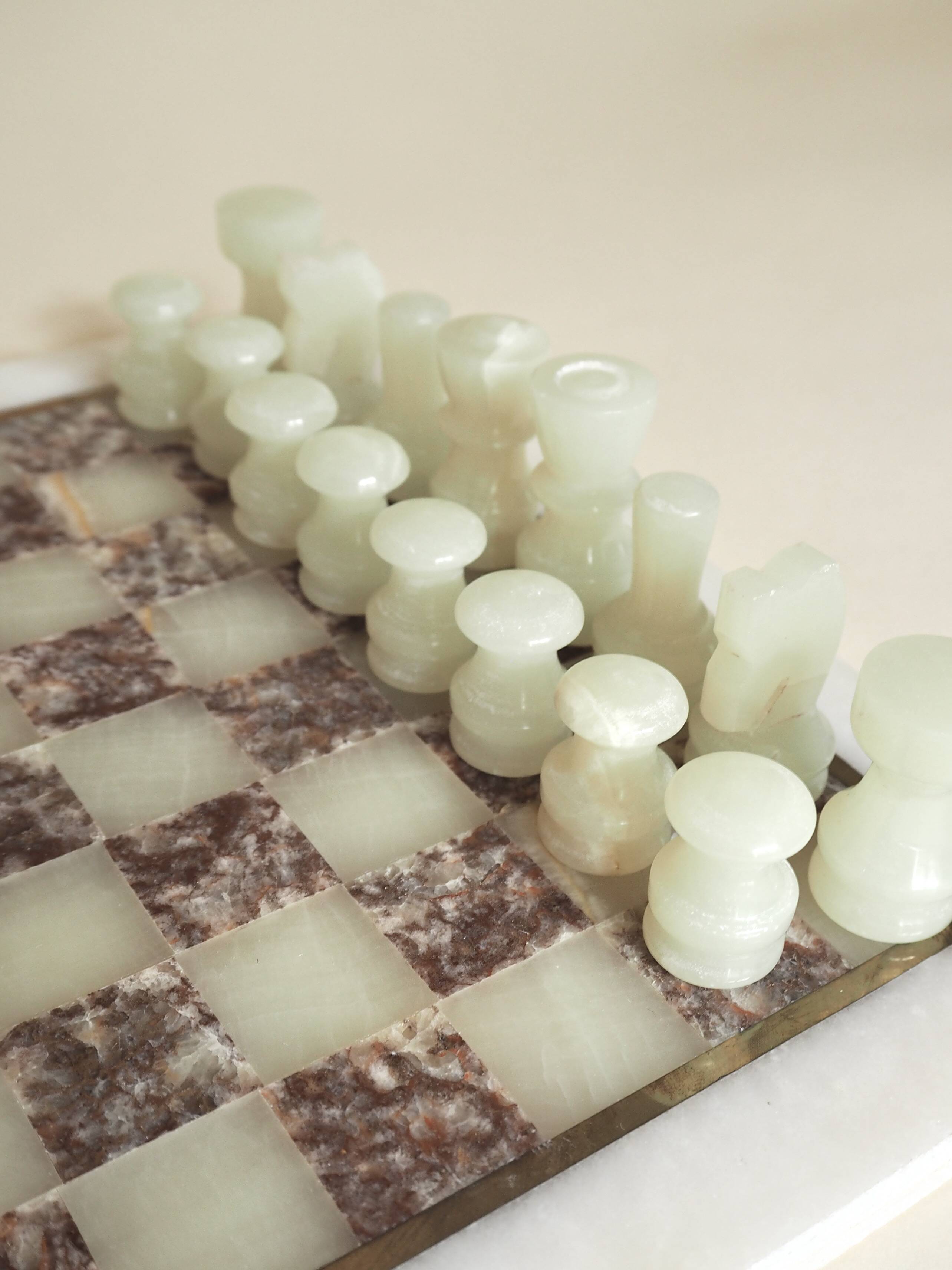Onyx and marble chess set