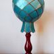 Lampe en céramique et nacre bleue vintage