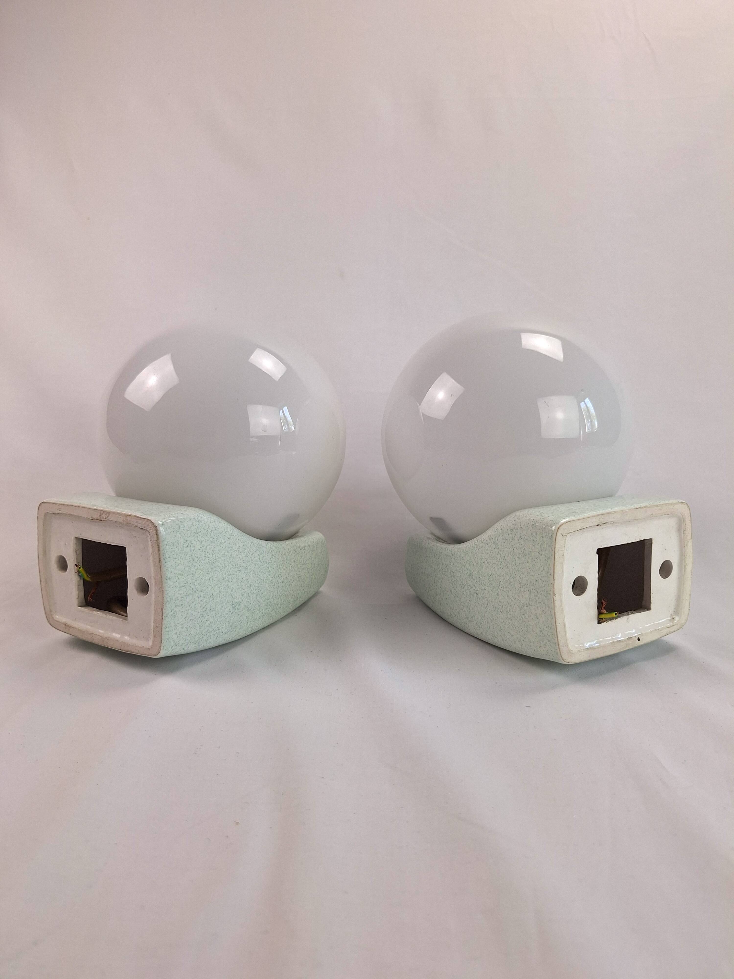 Pair of space age wall lights, art deco bathroom bedside night light